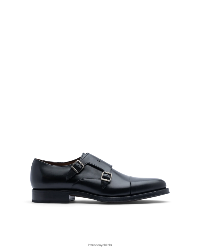 Lottusse premium kabuk anilin buzağı rahipleri B4Z64L47 ayakkabı siyah erkekler